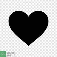 Heart icon isolated on editable background. Simple flat icon. Black love shape symbol, blank heart silhouette sign logo design, romantic wedding concept. vector illustration EPS 10.