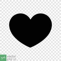 Heart icon isolated on editable background. Simple flat icon. Black love shape symbol, blank heart silhouette sign logo design, romantic wedding concept. vector illustration EPS 10.