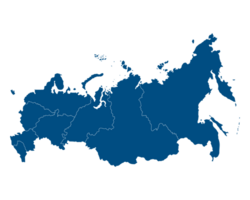 Russland Karte im Blau Farbe. Karte von Russland im administrative Regionen. png