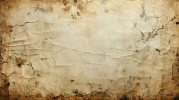 antiguo Rasgado papel textura manchar sucio arrugado, antiguo papel antecedentes. generativo ai foto
