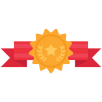 Sun Star Ribbon Achievement Badge 2D Color Illustrations png