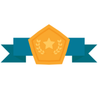 Pentagon Star Ribbon Achievement Badge 2D Color Illustrations png