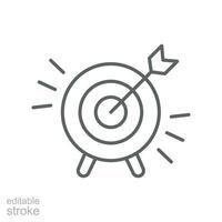 Business Concepts Goal planning line icon. Action Plan act, Objective business strategic. Dartboard arrow, Straight to the aim. Editable stroke. Vector illustration. Design on white background. EPS 10