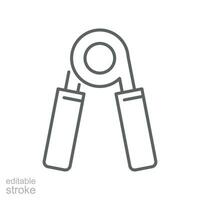 mano apretón icono. gimnasio accesorio línea estilo. mano pinza para construir antebrazo masa para pruebas y creciente fuerza de el manos. editable ataque. vector ilustración. diseño en blanco antecedentes. eps 1