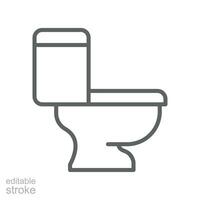 Toilet line icon. Bidet lavatory simple outline pictogram. Seat closet logo in wc room equipment for web, mobile website. Editable stroke. Vector illustration. Design on white background. EPS 10
