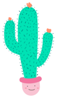 Cute cactus plant cartoon on transparent background. png