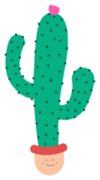 Cute cactus plant cartoon on transparent background. png