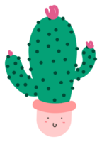 Cute cactus plant cartoon on transparent background. png