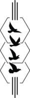 fliegende Vögel Silhouetten Mustertapete. png transparent. isolierter vogel fliegt. Tattoo-Design. vorlage für karte, paket und tapete.