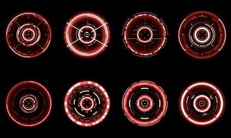 Set of sci fi red white circle user interface elements technology futuristic design modern creative on black background vector