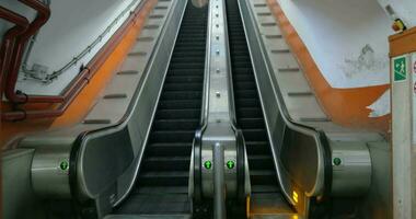 Empty underground escalator moving up video