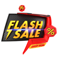 flash sale 3d rendering element for promotional banner png