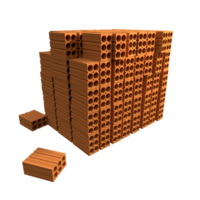 Pile of construction clay bricks. png