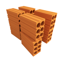 Pile of construction clay bricks. png