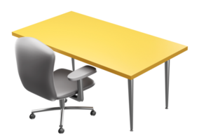 3D rendering of desk with office chair, Personal work desk with comfort chair png