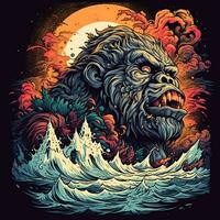 Powerful King Kong animal gorilla characters Illustration Background photo