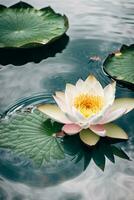 zen flor loto en agua. ai generado foto
