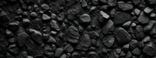 Black or dark gray rough grainy stone texture background. AI generated photo