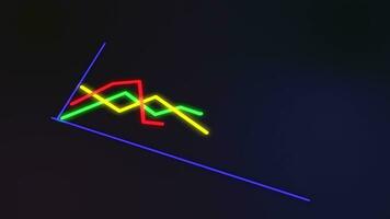 gloeiend bedrijf diagram en succes pijl teken, animatie beweging diagram met pijl neon lijn video