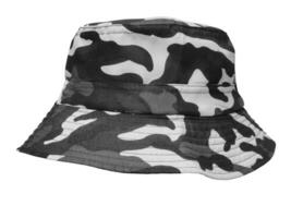 camouflage bucket hat isolated on white photo