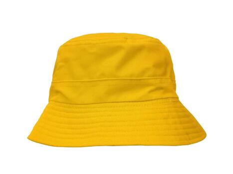 sombrero de cubo amarillo aislado sobre fondo blanco foto