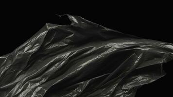 Wrinkled plastic wrap texture on a black background. AI generated photo