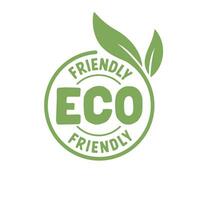 Eco friendly badge. Healthy natural product label logo design with plant leaves. vector