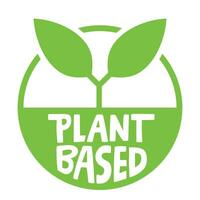 Plant based emblem. Vegan Eco friendly badge with plant icon. vector