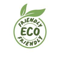 Eco friendly badge. Healthy natural product label logo design with plant leaves. vector