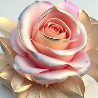 3D flowers made from ceramic with pastel colors and a touch of gold. AI Generative photo