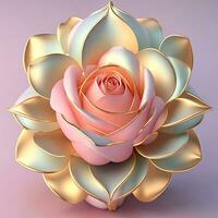 3d flores hecho desde cerámico con pastel colores y un toque de oro. ai generativo foto