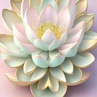 3D flowers made from ceramic with pastel colors and a touch of gold. AI Generative photo