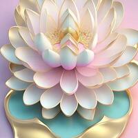 3D flowers made from ceramic with pastel colors and a touch of gold. AI Generative photo