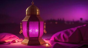 islamic lantern gold for element islamic event and celebration, AI Generative photo