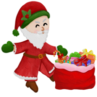 Papa Noel claus dibujos animados personaje con un bolso de regalos png