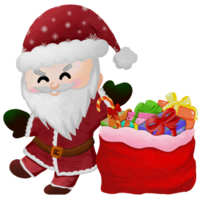 santa claus desenho animado personagem com uma saco do apresenta png