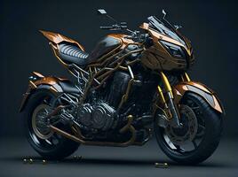 AI Generative, Conceptual design of A custom motorcycle isolated on various background photo