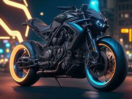 AI Generative, Conceptual design of A custom motorcycle isolated on various background photo