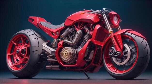 AI Generative, Conceptual design of A custom motorcycle isolated on various background photo