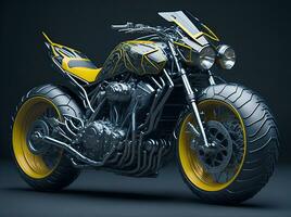 AI Generative, Conceptual design of A custom motorcycle isolated on various background photo