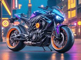 AI Generative, Conceptual design of A custom motorcycle isolated on various background photo