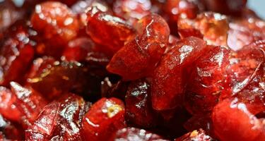 Red Cranberry dried close up,macro shot photo