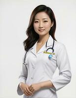 AI Generative, Smilling female doctor portait. Healthcare medical and medicine concept. photo