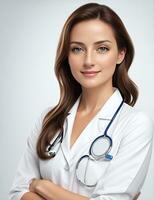 AI Generative, Smilling female doctor portait. Healthcare medical and medicine concept. photo