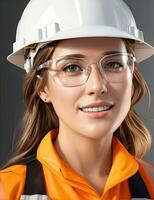 AI Generative, , Young female site engineer with a safety vest and hardhat photo