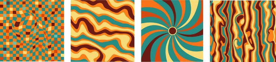 A groovy and psychedelic chessboard backdrop inspired by the 60s and 70s. Perfect for print templates, textiles. vector