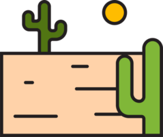 désert cactus et Soleil dessin animé png