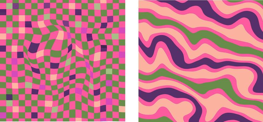 A groovy and psychedelic chessboard backdrop inspired by the 60s and 70s. Perfect for print templates, textiles.