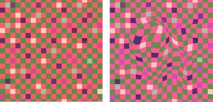 A groovy and psychedelic chessboard backdrop inspired by the 60s and 70s. Perfect for print templates, textiles. vector