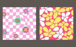 A groovy and psychedelic chessboard backdrop inspired by the 60s and 70s. Perfect for print templates, textiles. vector